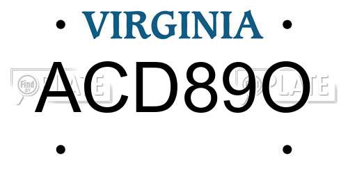 ACD89O Virginia License Plate