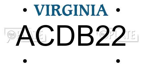 ACDB22 Virginia License Plate