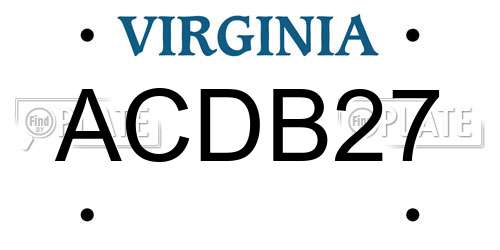 ACDB27 Virginia License Plate