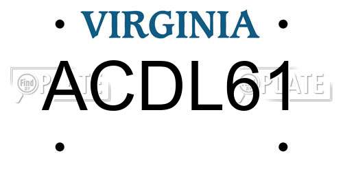 ACDL61 Virginia License Plate