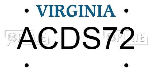 ACDS72 Virginia License Plate
