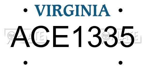 ACE1335 Virginia License Plate