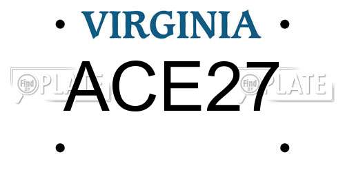ACE27 Virginia License Plate