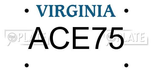 ACE75 Virginia License Plate