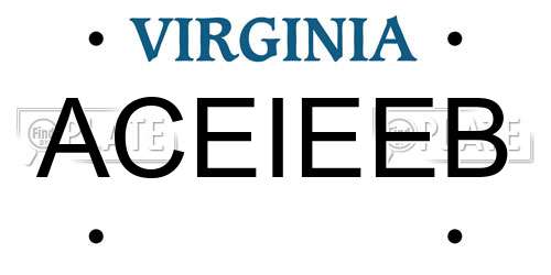 ACEIEEB Virginia License Plate