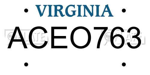 ACEO763 Virginia License Plate