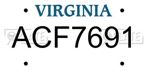 ACF7691 Virginia License Plate
