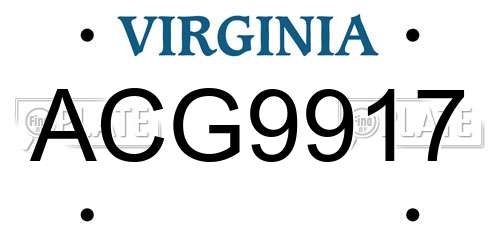 ACG9917 Virginia License Plate