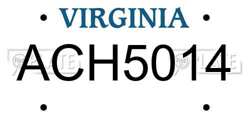 ACH5014 Virginia License Plate