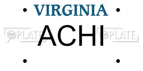 ACHI Virginia License Plate