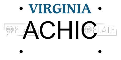 ACHIC Virginia License Plate