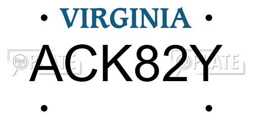 ACK82Y Virginia License Plate
