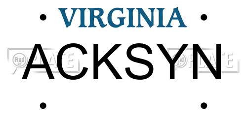 ACKSYN Virginia License Plate