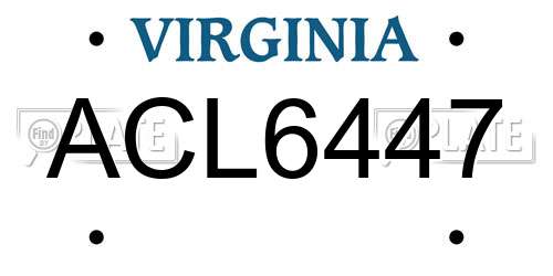 ACL6447 Virginia License Plate