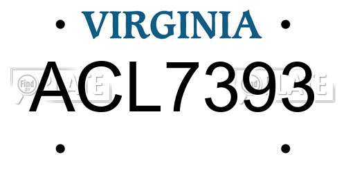 ACL7393 Virginia License Plate