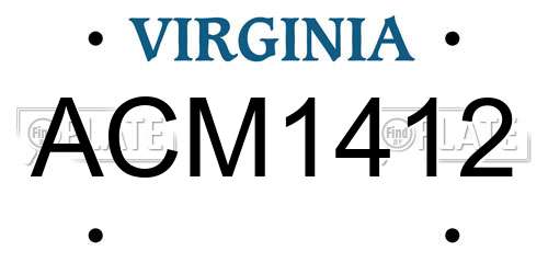 ACM1412 Virginia License Plate