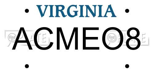 ACMEO8 Virginia License Plate