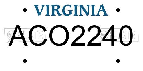 ACO2240 Virginia License Plate