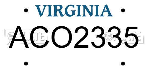 ACO2335 Virginia License Plate