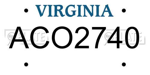 ACO2740 Virginia License Plate