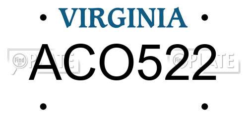 ACO522 Virginia License Plate