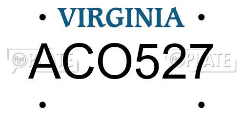 ACO527 Virginia License Plate