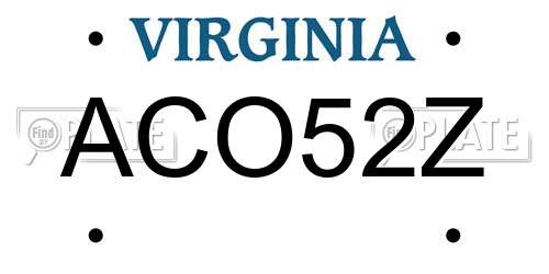 ACO52Z Virginia License Plate