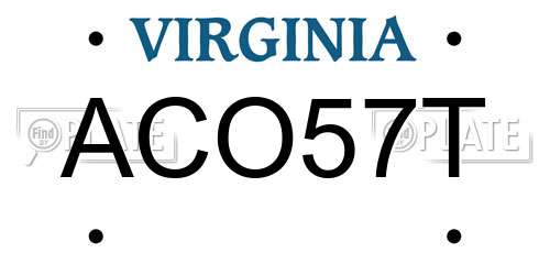 ACO57T Virginia License Plate
