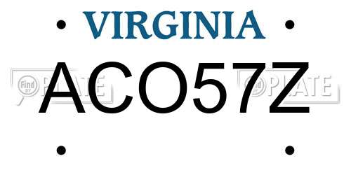 ACO57Z Virginia License Plate