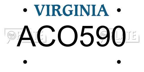 ACO590 Virginia License Plate