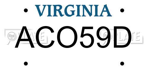 ACO59D Virginia License Plate
