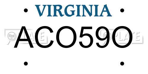 ACO59O Virginia License Plate