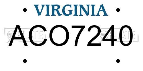 ACO7240 Virginia License Plate