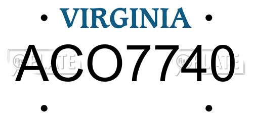 ACO7740 Virginia License Plate