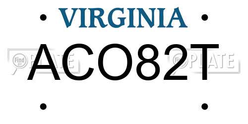 ACO82T Virginia License Plate