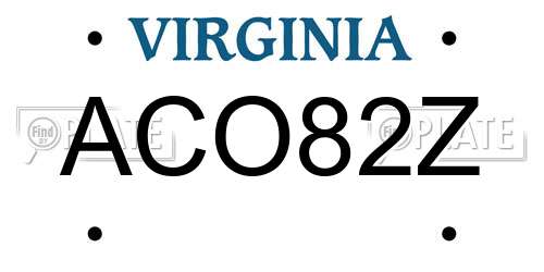 ACO82Z Virginia License Plate