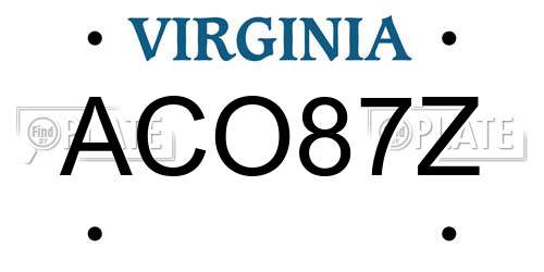 ACO87Z Virginia License Plate