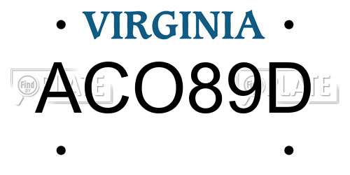 ACO89D Virginia License Plate