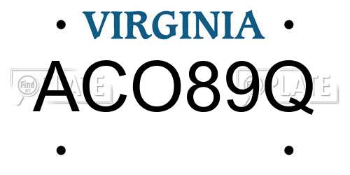 ACO89Q Virginia License Plate