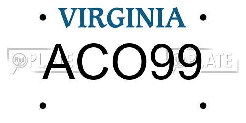 ACO99 Virginia License Plate