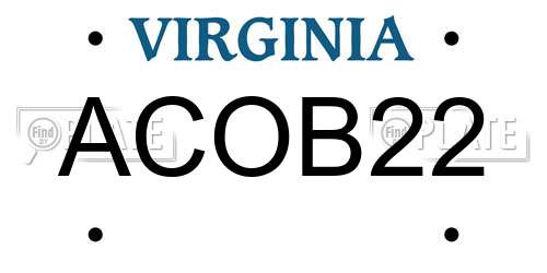 ACOB22 Virginia License Plate