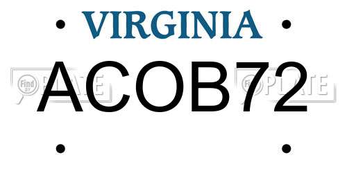 ACOB72 Virginia License Plate