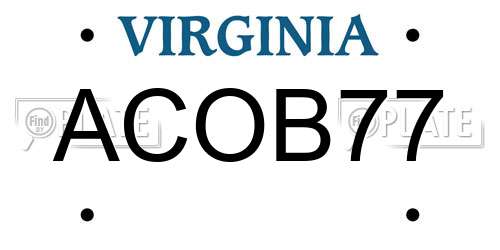 ACOB77 Virginia License Plate