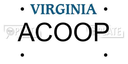 ACOOP Virginia License Plate