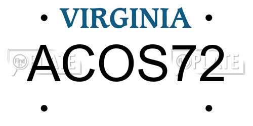 ACOS72 Virginia License Plate