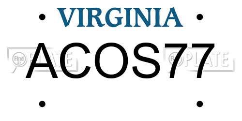 ACOS77 Virginia License Plate