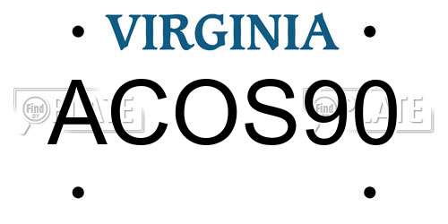 ACOS90 Virginia License Plate
