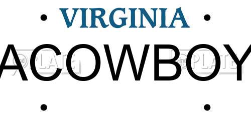 ACOWBOY Virginia License Plate