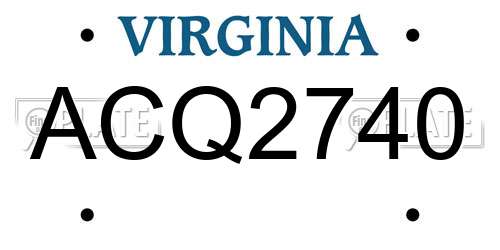 ACQ2740 Virginia License Plate