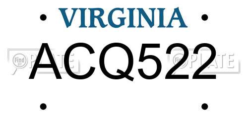 ACQ522 Virginia License Plate